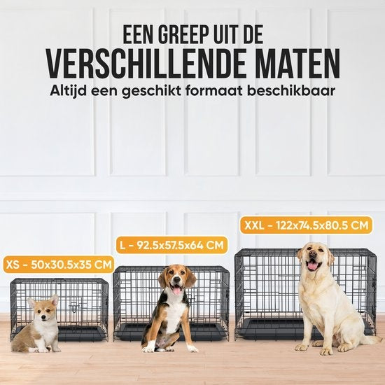 Banc pour chien XXL - Avalo - Cage pliable - 2 portes - 122x74x80 CM