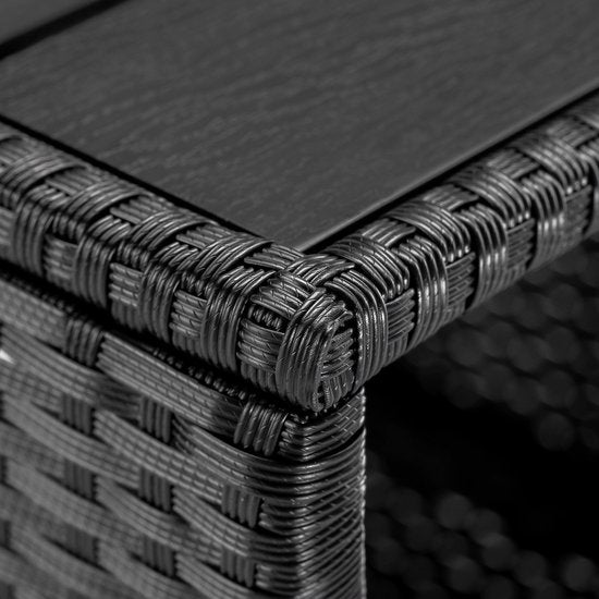 Table d'appoint Casaria Polyrattan - Plateau en WPC 45x45x40cm - Noir