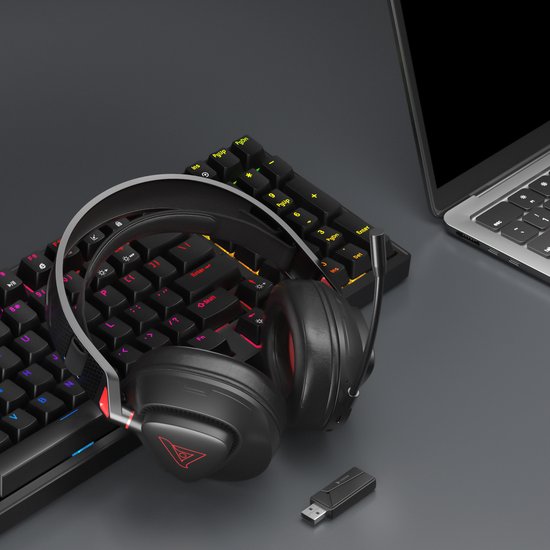 TAIDU THS318 Casque de jeu sans fil 2,4GHz - Casque supra-auriculaire - avec microphone - Convient pour PS4/PS5, Nintendo Switch - Noir