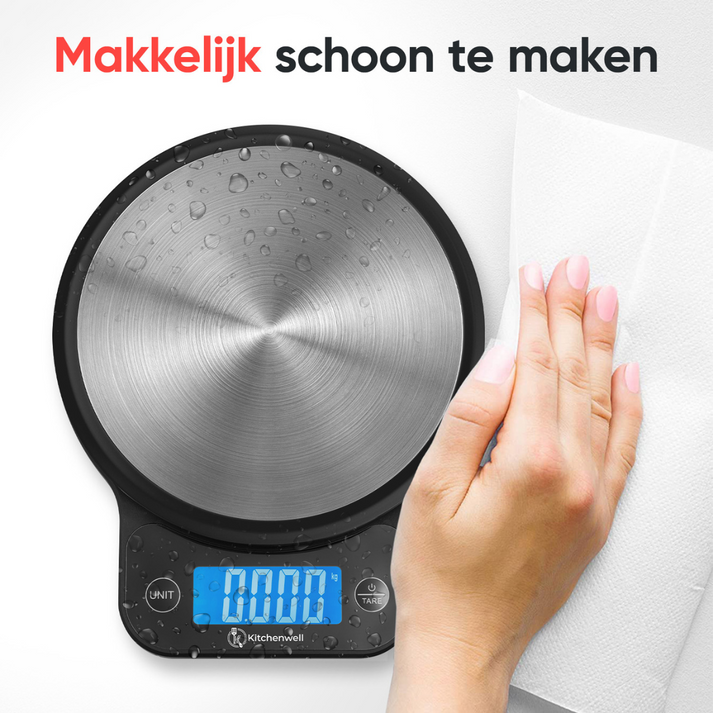 Balance de cuisine Kitchenwell - Numérique - 1 g à 10 kg - Écran LCD - Résistante à l'eau