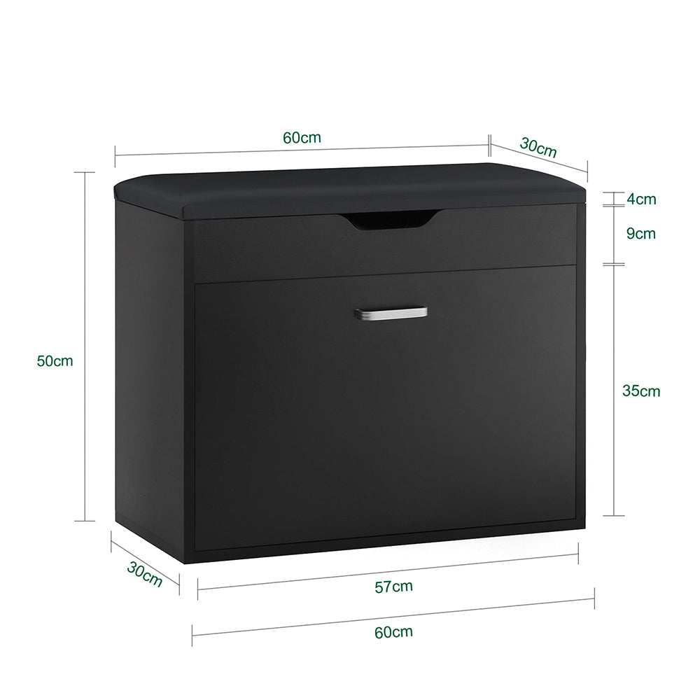 SoBuy Meuble à chaussures - FSR95-SCH - Coussin rembourré - Pliable - 60 x 30 x 49 Cm - Noir
