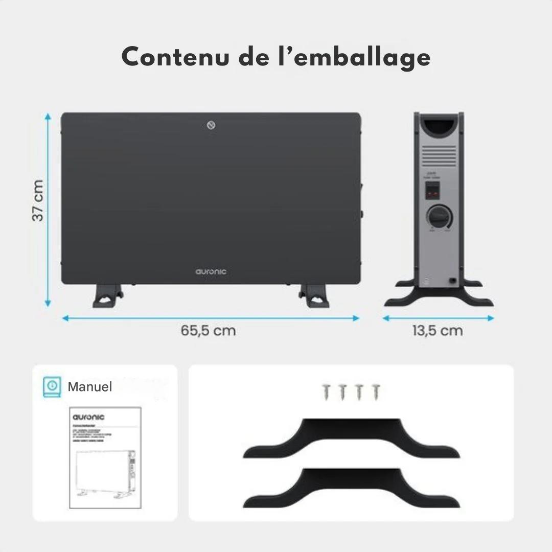 Auronic Radiateur - 2000W - Chauffage électrique - Chambre, salon ou maison - Noir