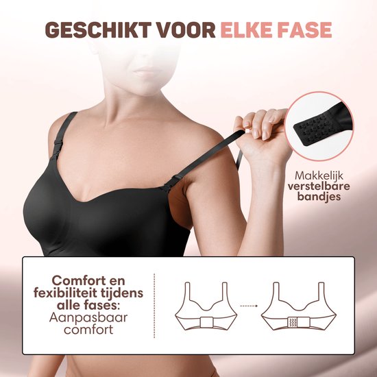 Vulpes Goods® BabyCare - Soutien-gorge d'allaitement sans armature - Soutien-gorge de maternité - Soutien-gorge d'allaitement sans couture - Soutien-gorge de nuit - bretelle réglable - tissu ultra doux - rembourrage amovible - devant avec rabat - utile po