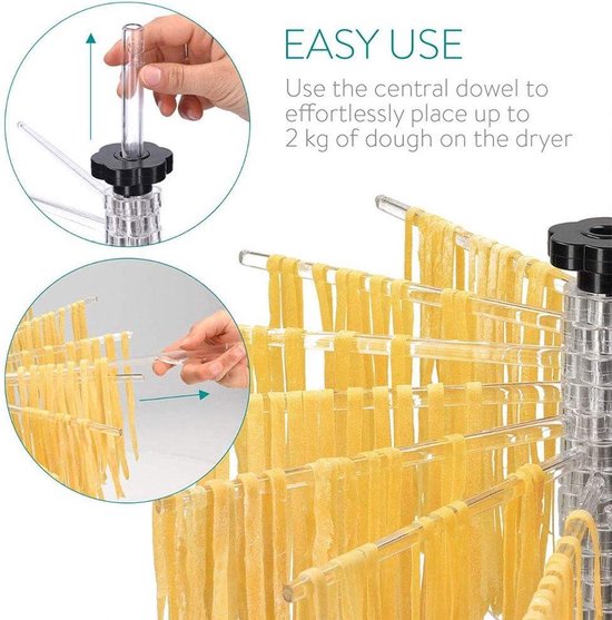 Rack de séchage de pâtes - Rack pliable pour un stockage facile avec 16 bras - Séchage de pâtes fraîches - Rack de séchage de nouilles pour spaghetti Ect rack de séchage de pâtes