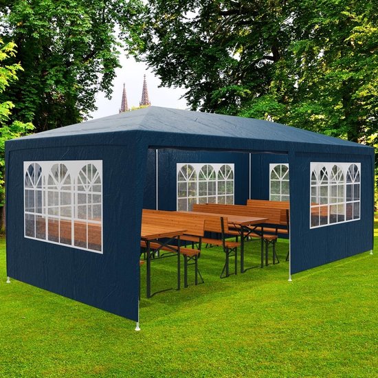 Tente de Réception 3x6m - Casaria - Pavillon Rimini - Protection UV - Surface 18m² - Bleu