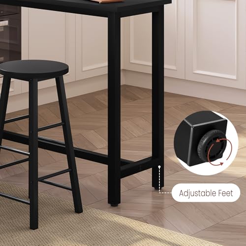 Woltu Bar Table Table Bistro - Structure en acier et plateau en aggloméré noir - 120x40x100 cm