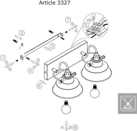 Applique murale Nove à 2 lumières, orientable et inclinable, en plastique blanc et métal, Mexlite