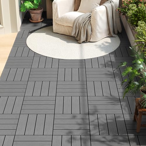 Dalles de terrasse extérieure Woltu 22 pièces Gris clair 30 x 30 cm