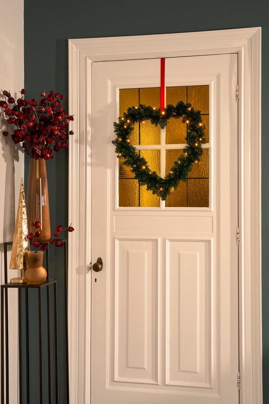 Black Box Trees Couronne de Noël Coeur avec lumières LED - Ø60 cm - Vert