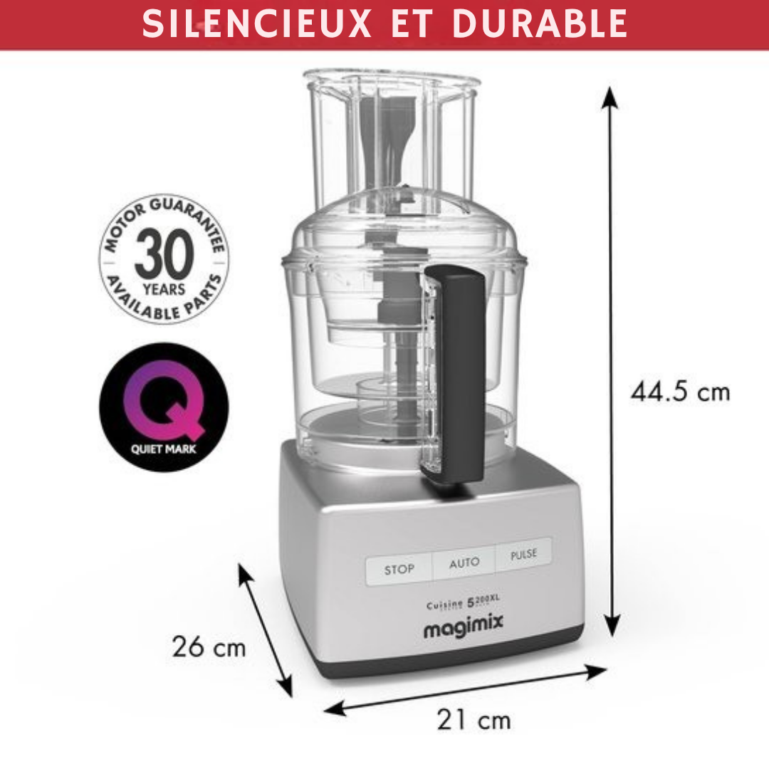 Robot de cuisine Magimix CS 5200 XL Premium - Avec presse-agrumes 1100 W - Chrome mat