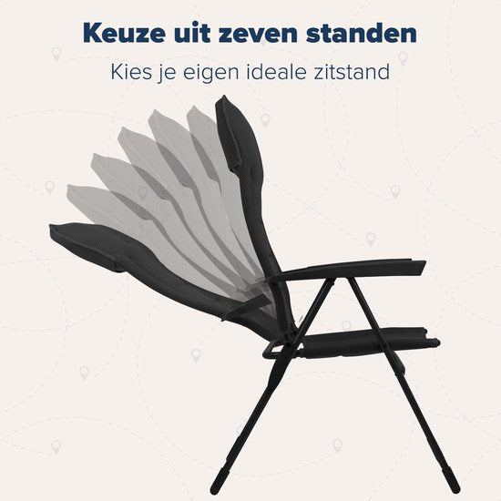 TRVLMORE Chaise de camping - 7 positions - Duo Pack - Capacité de charge 120 kg - Position allongée - Chaise pliante - Chaise pliante - Noir