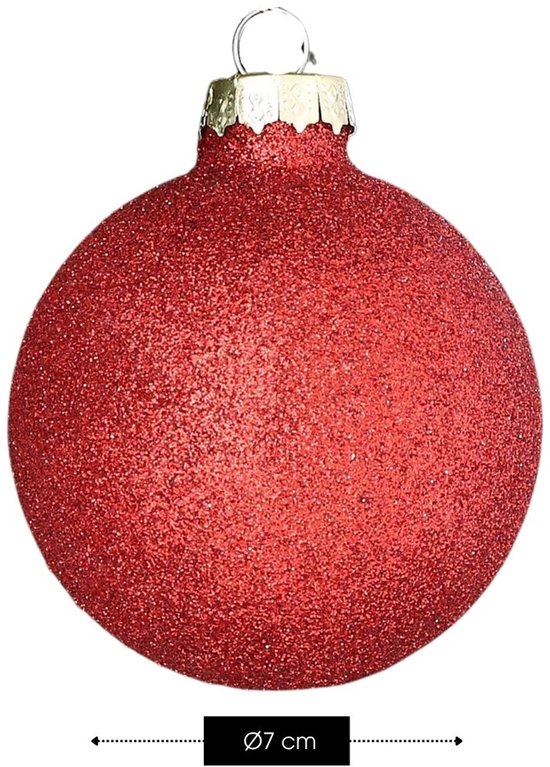 Lot de 42 boules de Noël Mica Decorations - Des boules de Noël pour une base solide - Décorations de Noël mates, brillantes et pailletées - Pics de différentes tailles - Ø 7 cm - Rouge