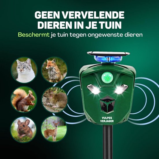 Répulsif Vulpes Goods® - Répulsif à ultrasons pour chats alimenté par énergie solaire - Effraie les chats - Répulsif pour martres - Répulsif pour animaux - Étanche et protection à 360° - Répulsif pour animaux nuisibles - Version PRO