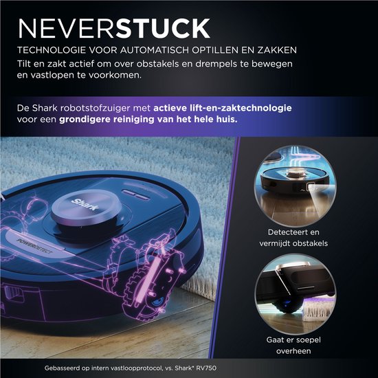 Robot aspirateur Shark PowerDetect avec station de vidange/chargement - Navigation laser complète à 360° - Avec application et technologie anti-odeurs - Pour animaux domestiques - RV2820VEEU