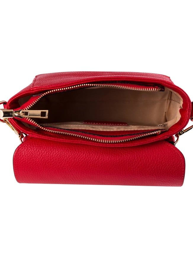Sac à main en cuir italien Pia Sassi - Rouge - 25 x 19 x 8 cm