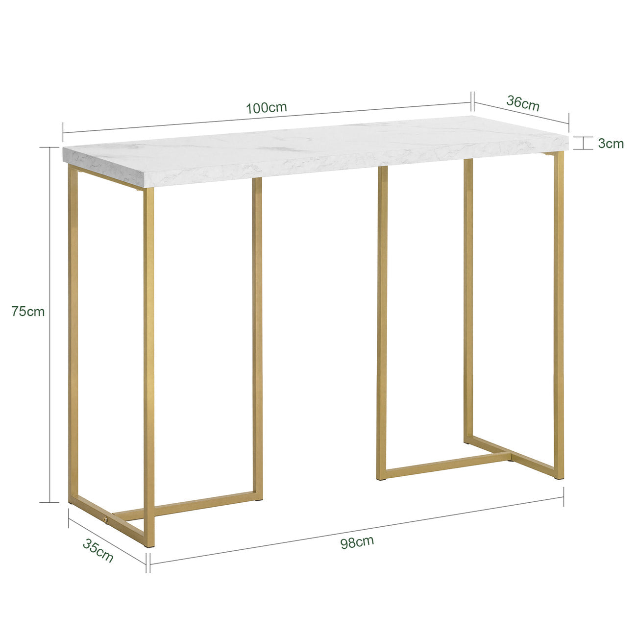 SoBuy Table d'appoint - Haute qualité - Structure en fer - 100 x 40 x 80 cm