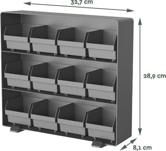 BRASQ Tea Organiser Black TB200 - Boîte à thé 12 compartiments - organiseur de cuisine - Boîte à thé - Porte-sachets de thé - Système de rangement peu encombrant