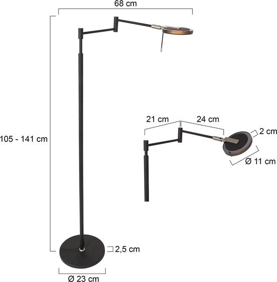 Steinhauer lampadaire Turound - noir - métal - 3082ZW