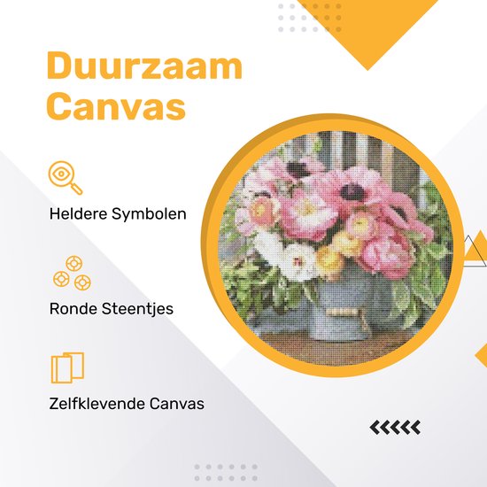 Rubye® Peinture au diamant adultes - Peinture au diamant enfants - Peinture au diamant paquet complet - Fleurs dans un vase - 30x40cm