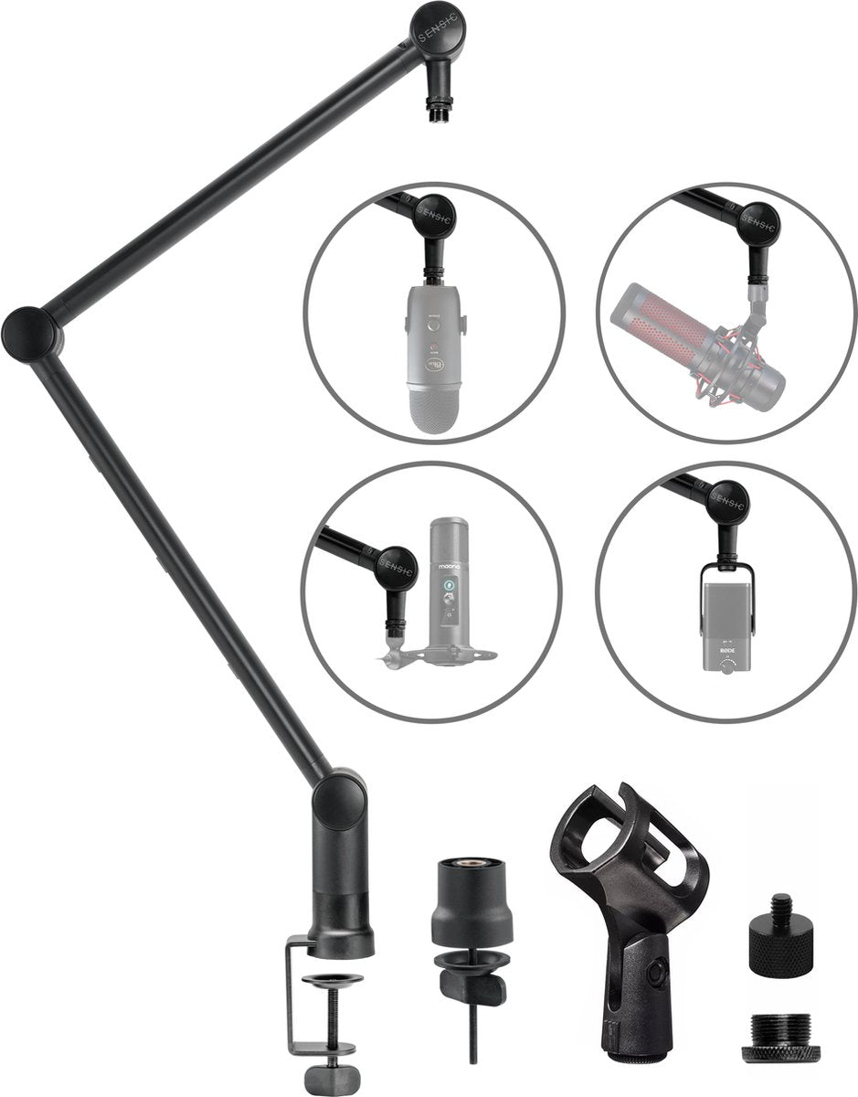 Sensic SA 20 Bras de microphone sans microphone - Bras de perche - Trépied pour microphone - Support pour microphone - Mouvement silencieux
