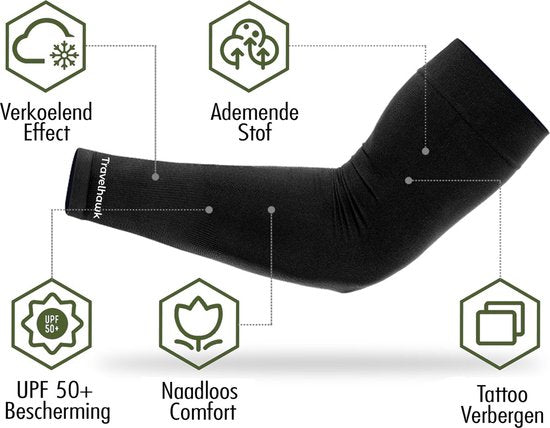 Travelhawk Arm Sleeves - Protège-bras - Cyclisme - Protection solaire - 2 pièces - Blanc - Taille L