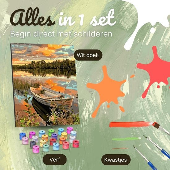 Rubye® Painting On Number Adultes - Bateau - Avec cadre et chevalet - 40x50cm