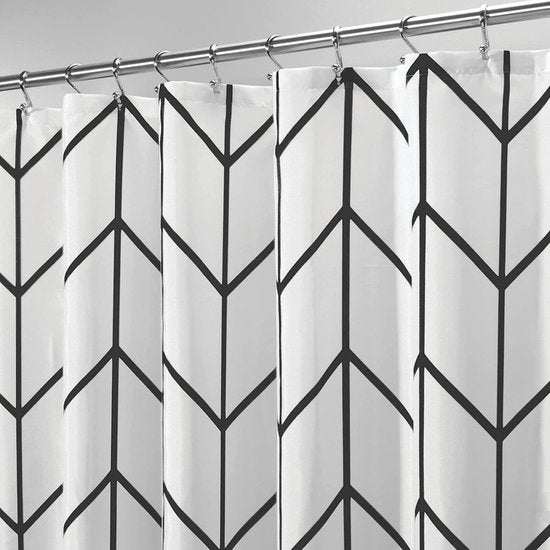 Rideau de douche Accessoires de salle de bains - Arête de poisson - Noir/Blanc- 180x200 cm
