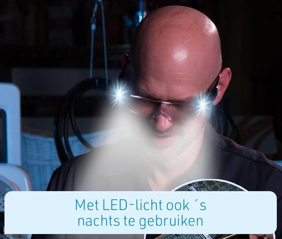 Zoom Magix LED | Lumière LED intégrée et grossissement de 160% | Lentilles en polycarbonate | Mighty Sight | monture durable - lunettes résistantes aux rayures - sûres et confortables | Design unisexe