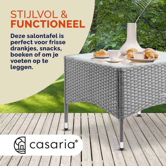 Table d'appoint CASARIA - Table basse d'extérieur en polystyrène 58x58x42cm - Gris