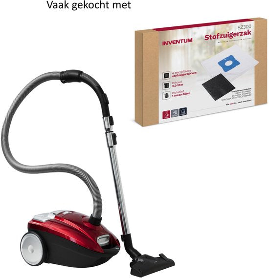 Inventum ST306RZA - Aspirateur avec sac - 3 litres - HEPA 13 - Longueur du cordon 7 mètres - Rouge