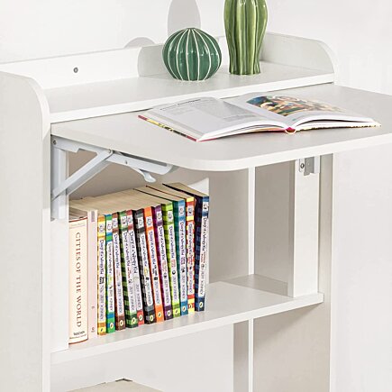 Bureau pliable - SoBuy - Commode rabattable - Avec étagères - 64 x 58 x 82 cm - Blanc