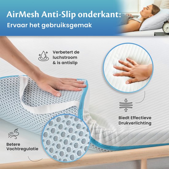 Ella Topper 80x200 cm - Matelas Topdekmatras - Surmatelas en mousse à mémoire de forme infusée de gel et mousse Aircell - fermeté moyenne