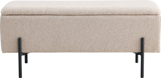 House Nordic Banc Watford Bouclé avec Rangement - Beige - 95x36.5x46cm