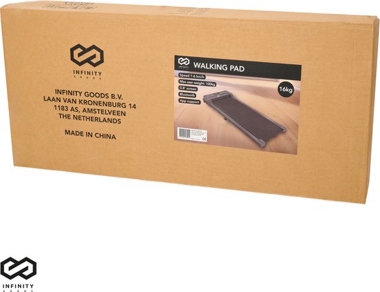 Infinity Goods Tapis de course pour la maison - avec Bluetooth - 1-6 km/h - 120 x 53 x 12 cm - Anthracite