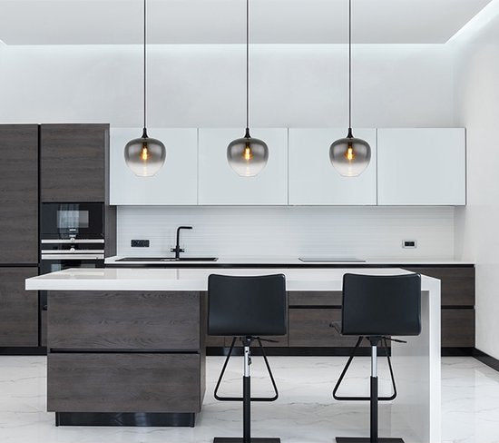 Globo Lampe pendante Maxy - Noir - Verre fumé - Ø29 cm - Raccord E27 - Réglable & Dimmable Description du produit