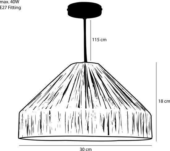 Mica Decorations Elisa Lampe pendante - H18 x Ø30 cm - Raphia - Marron clair