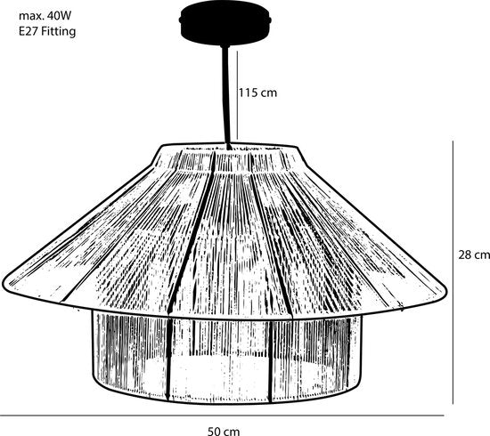 Mica Decorations Elsa Lampe suspendue - H28 x Ø50 cm - Jute - Marron clair