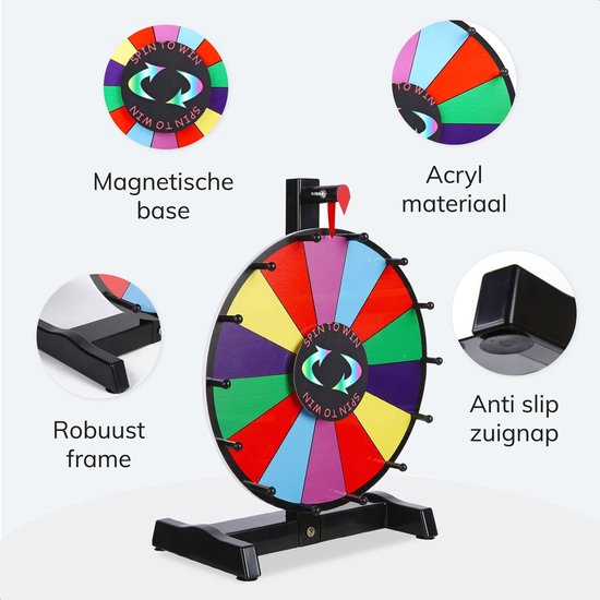 Jespro Wheel of Fortune XL Ø45cm - 14 compartiments d'écriture avec marqueur et gomme