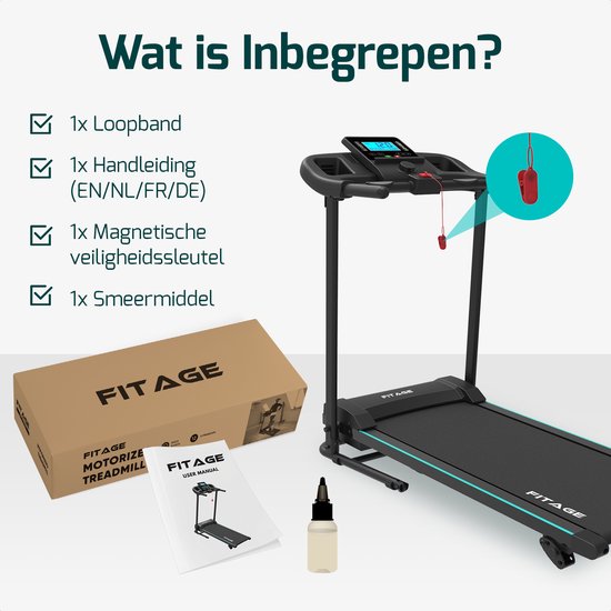 Fitage Tapis de course pour la maison - Fonction d'inclinaison - Bluetooth - 1-12 km/h - Pliable - 100 x 64 x 25 cm - Noir