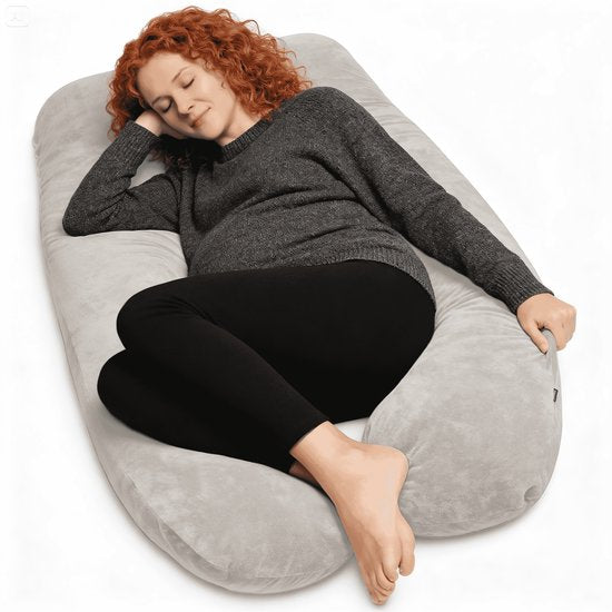 Earkings Pregnancy Pillow Side Sleep Pillow U-shape 140x80 cm Light Grey