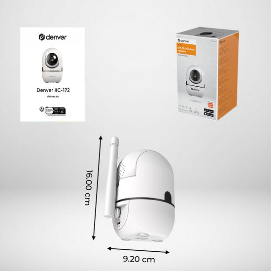 Denver Caméra de sécurité intérieure - Caméra pour animaux - Blanc - 9.20x7.20x16 cm