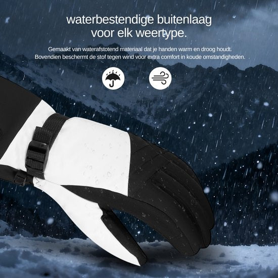 Gants chauffants Saaf blancs - 3 niveaux de chaleur - 68°C - 2 batteries de 2700mAh incluses - Taille S