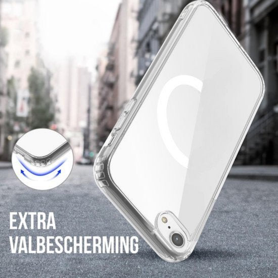 Podec - Étui MagSafe pour téléphone - Iphone SE (2022) - 3 protections d'écran incluses, magnétique, mince - TPU - transparent