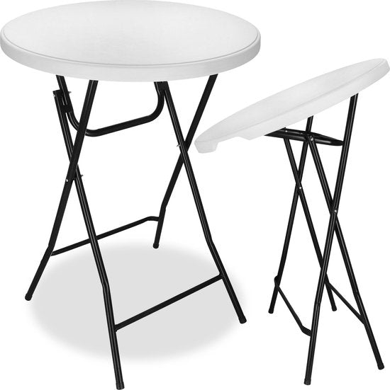 Table haute ronde - Garten - 80 x 110 cm - plastique - pliable et robuste - pour fêtes et événements - blanc