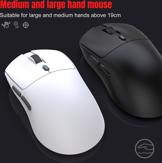 Fuegobird T68 - Souris de jeu sans fil 2.4G - 12000DPI - PAW3311 - FPS/MOBA/MMO - Souris de jeu - Ultra légère - Blanche