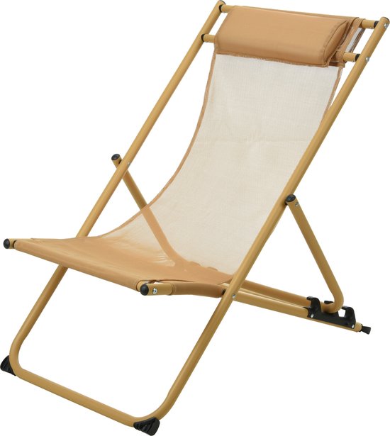 Niceey Lounger With Pillow - Chaise de plage - Lot de 2 - Jaune