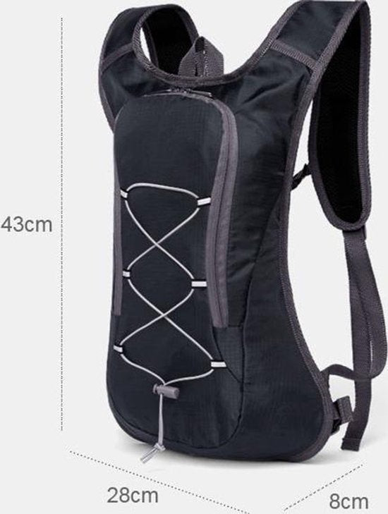 Sac à dos avec système de boisson - Comprend une poche à eau de 2 litres - Noir