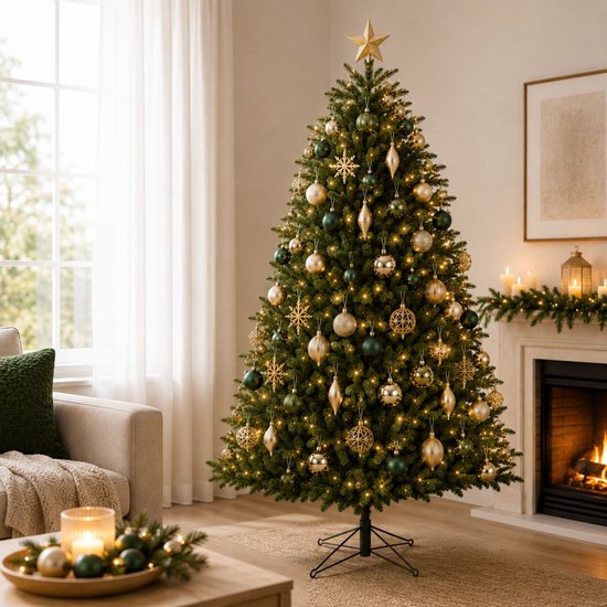 Black Box Trees Frasier Boom - Sapin de Noël à la forme naturelle - Décoration de Noël d'intérieur - Sapin artificiel à charnières - Hauteur 185 x diamètre 124 cm - Vert