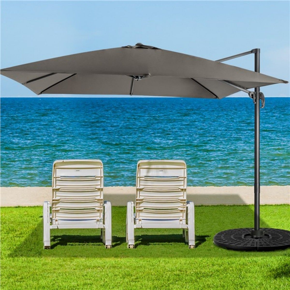 Coast 300 x 300 cm Floating Parasol Grey - Parasol de terrasse et de marché inclinable et rotatif à 360°.
