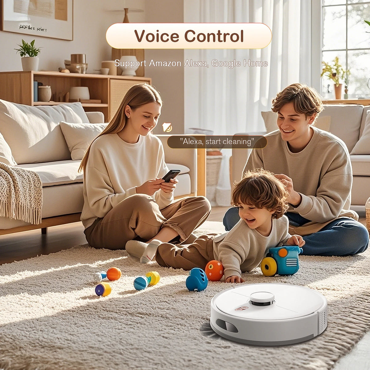 Aspirateur robot Omeser M20M avec fonction de lavage - Puissance d'aspiration de 6 000 Pa, station d'accueil à vidage automatique, navigation LiDAR pour les poils d'animaux